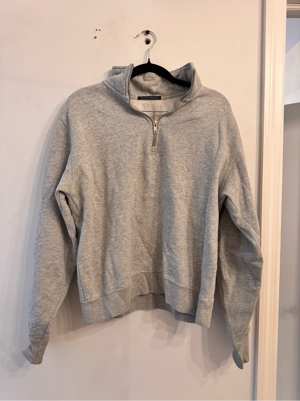 Brandy Melville Light Gray Half-Zip Pullover Sweater